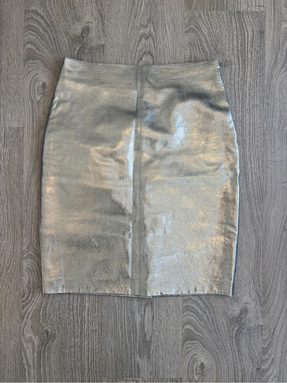 Massimo Dutti Metallic Silver Pencil Skirt